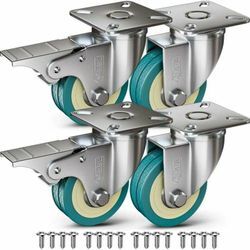 Möbelrollen 200 kg + 16 Schrauben, 50 mm Lenkrollen mit Bremse und ohne Bremse, industrielle Transportplattenräder