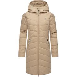 Steppmantel RAGWEAR "Dizzie Coat", Damen, Gr. L (40), grau (taupe), Außenmaterial: 100% Polyester, Innenfutter: 100% Polyester, Wattierung: 100% Polyester, modisch, normal ca. Mitte Oberschenkel, hoch geschlossener Ausschnitt, Langarm Ärmel ohne Ärmelschlitz Strickbündchen, Mäntel, Wasserdichter Winterparka mit gefütterter Kapuze