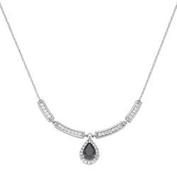 Collier GIORGIO MARTELLO MILANO "mit Ziersteinen, Silber 925", schwarz, Halsketten, Damen, 45cm, Silber 925 (Sterlingsilber)