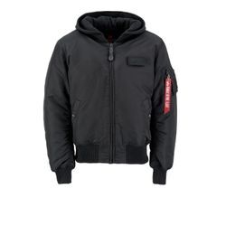 Bomberjacke ALPHA INDUSTRIES "Alpha Industries Men - Bomber Jackets MA-1 Zip Hood Back Print" Gr. L, schwarz (schwarz, rainbow reflective), Herren, Obermaterial: 100% Nylon, Futter: 100% Nylon, Kapuze: 75% Cotton, 25% Polyester, Füllung: 100% Polyester, Jacken