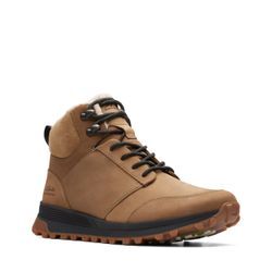 Schnürstiefel CLARKS "ATL Trek Up WP" Gr. 41, braun (schwarz sand wlined), Herren, Nubukleder, Schuhe, Hiking Boots, Schnürboots, Winterstiefel mit herausnehmbarem Fußbett