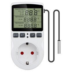 CSPARKV Steckdosenthermostat, digitaler Temperaturregler, Heizung, Kühlung mit Sonde, LCD-Steckdosen-Temperaturregler, Timer für Aquarium, Inkubator,