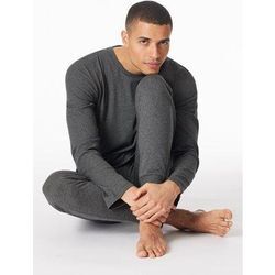 SCHIESSER Schlafanzug Doppelripp lang Bündchen dunkelgrau meliert - Modern Nightwear 48 male