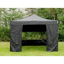 Dancover Faltzelt Faltpavillon Wasserdicht FleXtents Basic v.3, 4x4m Schwarz, mit 4 Seitenwänden