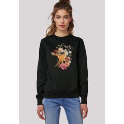 Sweatshirt F4NT4STIC "Disney Bambi Meadow Blumen", Damen, Gr. L, schwarz, Obermaterial: 85% Baumwolle, 15% Polyester, casual, regular fit, Rundhals, Langarm ohne Bündchen, Sweatshirts, Premium Qualität