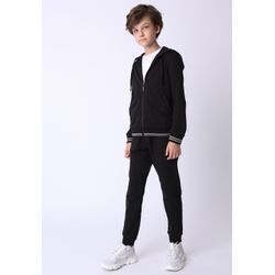 Kapuzensweatshirt GULLIVER, Jungen, Gr. 152, schwarz, 95% Baumwolle, 5% Elasthan, unifarben, casual, kurz, ohne Ausschnitt, Langarm, Sweatshirts, mit verstellbarer Kapuze