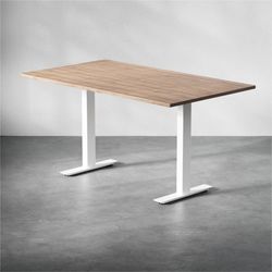 Direkt Interiör Fester Schreibtisch City - Weißes Gestell und Platte in Walnuss-Optik, Größe 140x80 cm, Tischplatte Walnuss, Untergestell Weiß