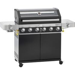 Gasgrill RÖSLE "BBQ-Station VIDERO, 25527", schwarz, B:157cm H:117,5cm T:57cm, Grills, G6-S Schwarz, 6 Brenner, extra Primezone/Seitenbrenner, VARIO+