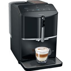 SIEMENS Kaffeevollautomat "EQ300 TF301E19, viele Kaffeespezialitäten, OneTouch-Funktion", schwarz (piano schwarz), B:25,1cm H:38,3cm T:43,3cm, Kaffeevollautomaten, Milchaufschäumer, Keramikmahlwerk, klavierlack schwarz