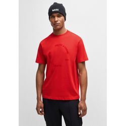 T-Shirt BOSS GREEN "Tee 2" Gr. L, rot (open rot645), Herren, Obermaterial: 100% Baumwolle, unifarben, Shirts, mit Rundhalsausschnitt