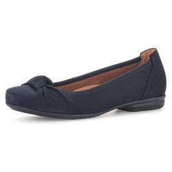 Ballerina GABOR "FLORENZ", Damen, Gr. 38,5, blau (nachtblau, dunkelblau), Nubukleder, unifarben, klassisch, Schuhe, Business Schuhe, Slipper mit modischem Knoten, Weite G