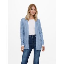 Strickjacke ONLY "ONLLESLY", Damen, Gr. M (38), blau (allure), Feinstrick, Obermaterial: 50% Viskose, 27% Nylon, 23% Polyester, meliert, casual, figurumspielend lang, V-Ausschnitt, Strickjacken, in melierter Optik