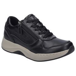 Sneaker JOSEF SEIBEL "Elli 06", Damen, Gr. 41, schwarz, Ziegenleder, unifarben, sportlich, Schuhe, Trekkingschuh, Schnürboots, Komfortschuh mit Wechselfußbett