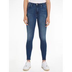 Skinny-fit-Jeans TOMMY JEANS "SYLVIA HR SUPER SKNY" Gr. 24, Länge 30, blau (new niceville mid blau), Damen, Denim/Jeans, Obermaterial: 90% Baumwolle, 8% Elastomultiester, 2% Elasthan, unifarben, Jeans, Hochwertige Materialien für einen bequemen und perfekten Sitz.