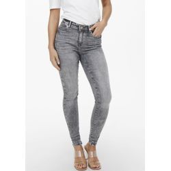 Skinny-fit-Jeans ONLY "ONLPOWER MID PUSH UP SK AZG937", Damen, Gr. XS (34), Länge 32, grau (grau denim), Denim/Jeans, Obermaterial: 92% Baumwolle, 6% Polyester, 2% Elasthan, Abriebeffekte, casual, Jeans