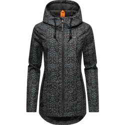 Outdoorjacke RAGWEAR "Zuzka Ikat", Damen, Gr. M (38), schwarz, Außenmaterial: 100% Polyester, Innenfutter: 100% Polyester, casual, tailliert Po-bedeckend, hoch geschlossener Ausschnitt, Jacken, Wasserdichte Übergangsjacke mit großer Kapuze