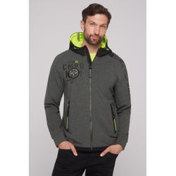 Kapuzensweatjacke CAMP DAVID Gr. 4XL, grau, Herren, Material: 70% Baumwolle, 24% Polyester, 6% Elasthan, bedruckt, bestickt, Sweatjacken, mit Reißverschlusstaschen