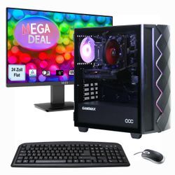 GAMEMAX PC-Komplettsystem "MegaDeal Gaming-PC-Set Diamond BK", Windows 11 + MSI PRO MP2412DE Monitor 60cm (24") + Maus & Tastatur, E (A-G), Computer-Komplettsysteme, schwarz, Microsoft Windows 11 Home (64 Bit), 32 GB RAM