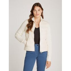 Steppjacke TOMMY HILFIGER "LW DOWN FEMININE GLOSS KNIT JKT", Damen, Gr. L (40), weiß (ivory petal), Web, Obermaterial: 100% Polyamid, unifarben, casual, normal hüftlang, Langarm, Jacken, mit leichter Wattierung