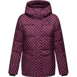 Steppjacke RAGWEAR "Wikesh Print", Damen, Gr. 4XL (48), pink (fuchsia), Obermaterial: 100% Polyester, Innenfutter: 100% Polyester, Wattierung: 100% Polyester, modisch, gerade Po-bedeckend, hoch geschlossener Ausschnitt, Langarm Ärmel ohne Ärmelschlitz Strickbündchen, Jacken, Wasserdichte Damen Winterjacke mit Hahnentritt-Muster