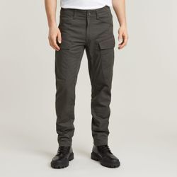 Cargohose G-STAR "Rovic Cargo regular tapered", Herren, Gr. 32, Länge 36, grau (raven), Web, Obermaterial: 99% Baumwolle, 1% Elasthan, casual, gerade, unten schmal lang, Hosen