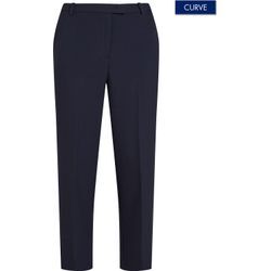 Webhose TOMMY HILFIGER CURVE "CRV PUNTO SLIM STRAIGHT PANT", Damen, Gr. 46, N-Gr, blau (schwarz night navy), Web, Obermaterial: 68% Polyester, 28% Viskose, 4% Elasthan, unifarben, casual, straight fit, Hosen, in Großen Größen, mit Logostickerei