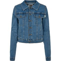 Jeansjacke URBAN CLASSICS "Urban Classics Damen Ladies Organic Denim Jacket" Gr. M, blau (clearblau washed), Damen, 50% Baumwolle (Bio), 48% Baumwolle, 2% Elasthan, unifarben, Jacken