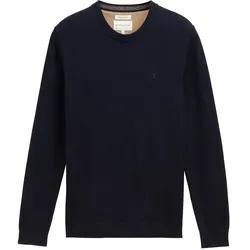 TOM TAILOR Herren Basic Strickpullover, blau, Meliert, Gr. XXL