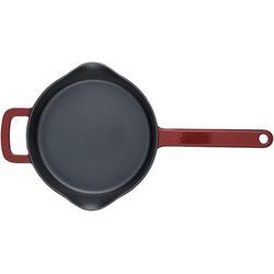 Bratpfanne FISSLER "Moments Collection Gusseisen, Pfanne, rund, Schüttrand mit Ausgießern", rot, B:27cm H:9,5cm L:48,5cm Ø:24cm, Pfannen, Aroma-Bratfläche mit natürlichem Antihafteffekt