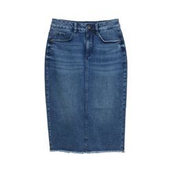 TOM TAILOR Damen Midi-Jeansrock mit Schlitz, blau, Uni, Gr. 36