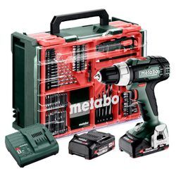 Akku-Bohrschrauber bs 18 l Set, incl. 2x Akku Li-Power 2 Ah, Ladegerät, Zubehör, Kunststoffkoffer - Metabo