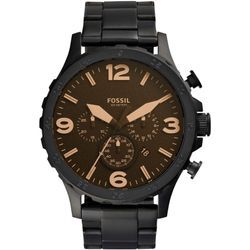 Chronograph FOSSIL "NATE, JR1356", schwarz, Armbanduhren, Herren, Quarzuhr, Armbanduhr, Herrenuhr, Stoppfunktion, Edelstahlarmband,Datum