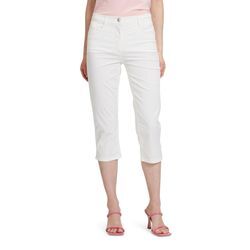 Stoffhose BETTY BARCLAY "Betty Barclay Sommerhose Slim Fit", Damen, Gr. 38, Normalgrößen, weiß (rohweiß), Obermaterial: 97% Baumwolle, 3% Elasthan., Basic, slim fit 3/4-Länge, Hosen, Saumschlitz