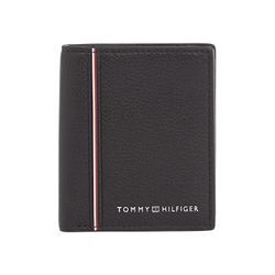 Geldbörse TOMMY HILFIGER "TH CORP TRIFOLD", schwarz, Leder, Basic, Kleinlederwaren, Men Geldbeutel, Portemonnaie mit Logoschriftzug