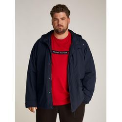 Allwetterjacke TOMMY HILFIGER BIG & TALL "BT-LW PACKABLE HOODED JKT-B" Gr. 4XL, blau (desert sky), Herren, Web, Obermaterial: 100% Polyester, unifarben, Jacken, in Großen Größen, Logostickerei