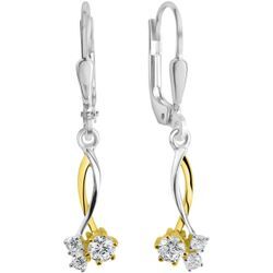 Paar Ohrhänger FIRETTI "Schmuck Geschenk Silber 925 Ohrschmuck Ohrringe bicolor", gold (silberfarben, gelbgoldfarben, kristallweiß, kristallweiß), Ohrringe, Damen, Silber 925 (Sterlingsilber), mit Zirkonia (synth.)