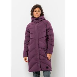 Daunenmantel JACK WOLFSKIN "MARIENPLATZ COAT W", Damen, Gr. L (42/44), lila (berry, jam), Obermaterial: 87% Polyamid, 13% Elastan; Futter: 100% Polyester; Füllung: 90% Entendaunen, 10% Federn, Mäntel