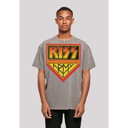 T-Shirt F4NT4STIC "Kiss Rock Band Army Logo" Gr. 4XL, grau (asphalt), Herren, Obermaterial: 100% Baumwolle, Shirts, Premium Qualität, Musik, By Rock Off