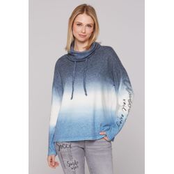 Rundhalspullover SOCCX, Damen, Gr. L, blau, Material: 53% Viskose, 43% Polyester, 4% Elasthan, bedruckt, casual, lässig geschnitten normal, Rundhals, Langarm eingesetzt gerader Abschluss, Pullover, mit Farbverlauf