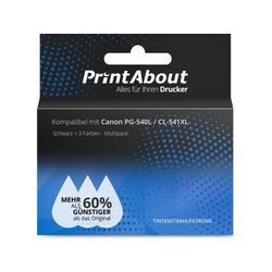 PrintAbout Druckerpatrone kompatibel mit Canon PG-540L / CL-541XL - Schwarz + 3 Farben - Hohe Kapazität - Multipack