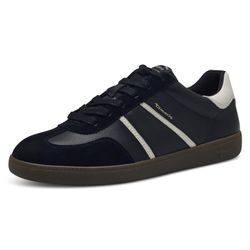 Sneaker TAMARIS, Damen, Gr. 37, schwarz (schwarz, kombiniert), Leder, Lederimitat, unifarben mit Farbeinsatz, sportlich, Schuhe, Freizeitschuh, Halbschuh, Schnürschuh mit gepolstertem Schaftrand