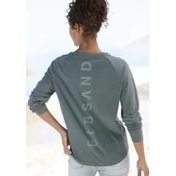 Longsleeve ELBSAND "Tinna", Damen, Gr. L (40), blau (petrol), Jersey, Obermaterial: 50% Baumwolle, 50% Polyester, unifarben, casual, figurumspielend hüftlang, Rundhals, Langarm, Shirts, mit Logodruck hinten, Langarmshirt aus Baumwoll-Mix, sportlich-casual, Topseller