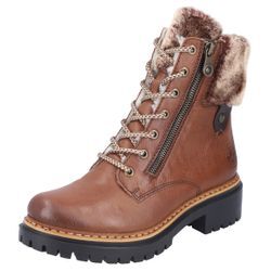 Winterstiefelette RIEKER, Damen, Gr. 40, braun, Lederimitat, Textil, klassisch, Schuhe, mit Fellimitat am Schaft