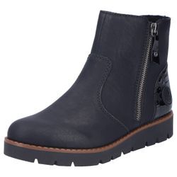 Schlupfboots RIEKER Gr. 39, schwarz, Damen, Lederimitat, Lacklederimitat, unifarben, Schuhe, Stiefelette, Casual-Boots, mit Innenreißverschluss, Topseller