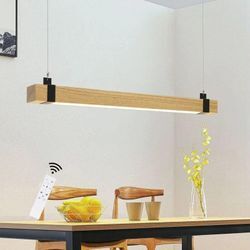 Gbly - led Pendelleuchte Esstisch Hängeleuchte Holz - Küchenlampe Hängend 100CM Hängelampe Wohnzimmer Dimmbar Esstischlampe 19W Industrial