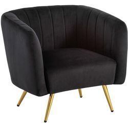 Finebuy - Loungesessel Samt Schwarz Design Clubsessel mit Metallbeine, Schalenstuhl gepolstert mit Rückenlehne, Cocktailsessel Lounge Armlehnen,