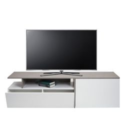 TV-Rack MCW-L34, Lowboard Fernsehtisch Sideboard TV-Schrank Kommode, Holz 45x161x40cm Staufach, Beton-Optik weiß