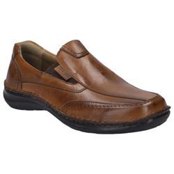 Slipper JOSEF SEIBEL "New Anvers 67", Herren, Gr. 42, braun (cognac), Leder, casual, Schuhe, Freizeitschuh, Halbschuh, Komfortschuh mit Wechselfußbett