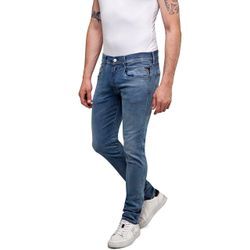 Slim-fit-Jeans REPLAY "ANBASS HYPERFLEX BIO" Gr. 32, Länge 34, blau (grau blau a05), Herren, Obermaterial: 88% Baumwolle, 8% Polyester, 4% Elasthan, Jeans