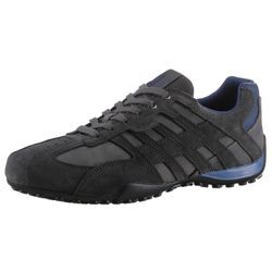 Sneaker GEOX "UOMO SNAKE A" Gr. 40, bunt (dunkelgrau, blau), Herren, Veloursleder, Lederimitat, Schuhe, Freizeitschuh, Halbschuh, Schnürschuh mit herausnehmbarer Innensohle